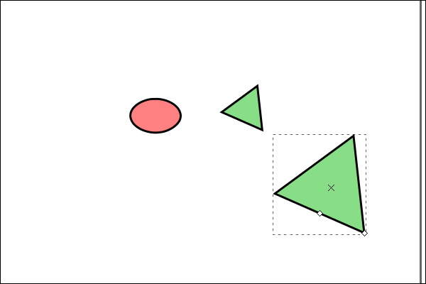 47. 複製先の緑色の星形も連動して三角形に変化する