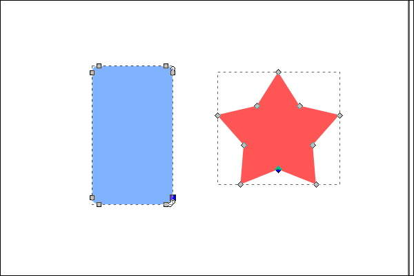 10. 右の星形のパスのノードが追加選択される