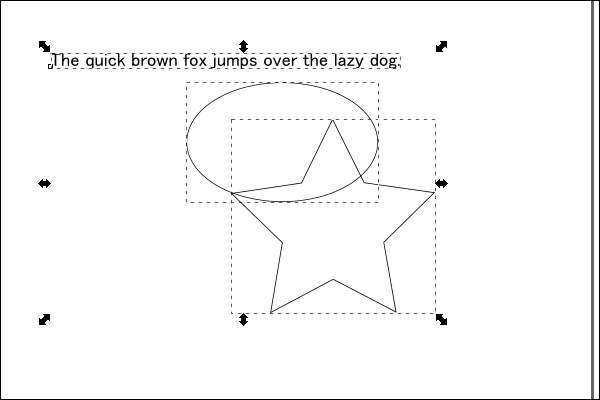 19. テキストと楕円と星形を選択する